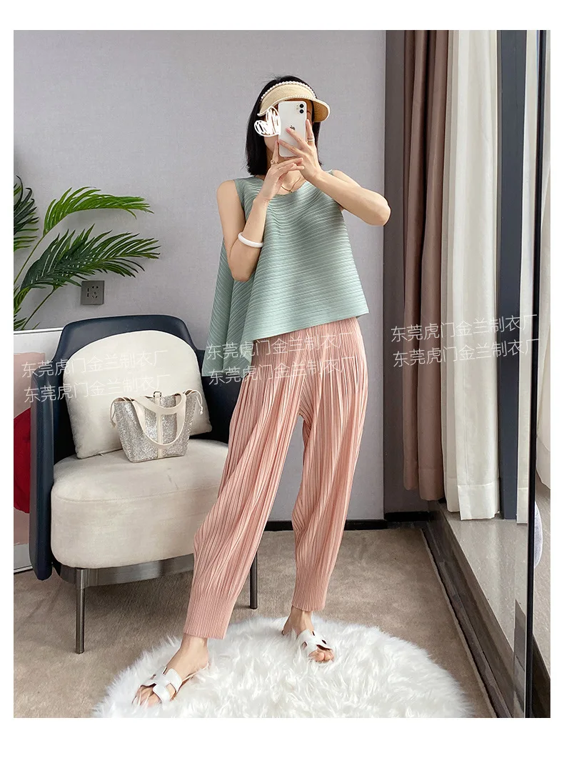 Miyake Life Pleated Pants Loose Harem Pants Women's Summer Thin Fashion Versatile Nine-minute Calf Pants