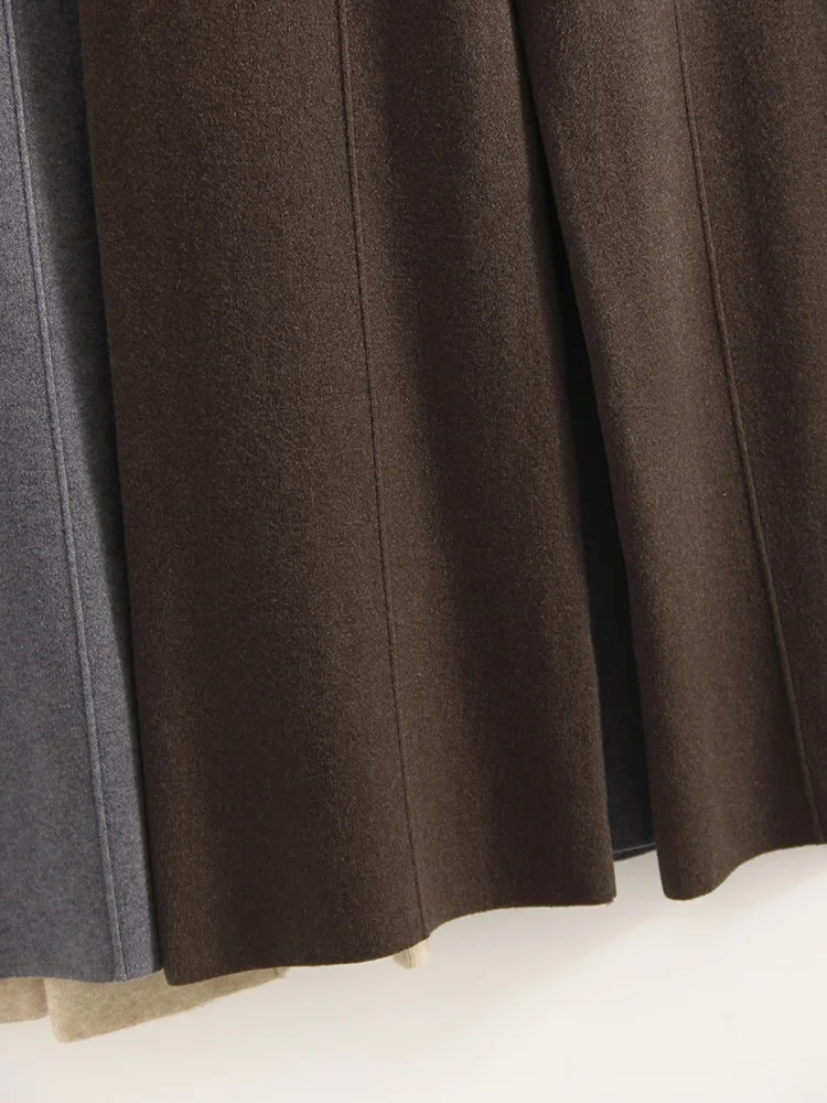 Streamgirl Brown Knitted Pants For Women Winter Spring High Waist White Straight Knitted Trousers Tall Women's Pants Wide Leg