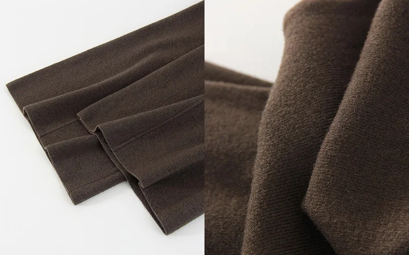 Streamgirl Brown Knitted Pants For Women Winter Spring High Waist White Straight Knitted Trousers Tall Women's Pants Wide Leg