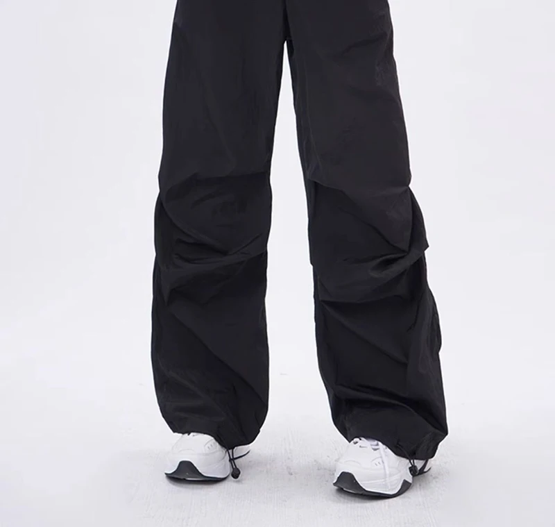 Cargo Pants Women Purplu Pleated Loose High Waist Hip-Hop Street Trousers Fashion Harajuku Y2K Solid Drawstring Wide Leg Pants