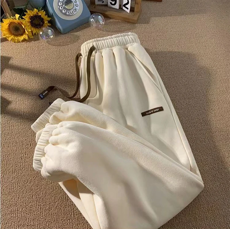 Fleece Sweatpants Women Winter Warm Casual Harem Pants Korean Fashion All Match Loose Thick Warm Trousers Female Autumn New