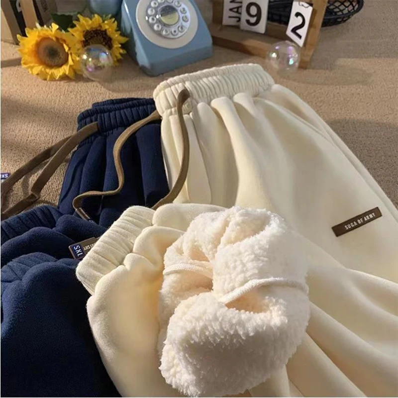 Fleece Sweatpants Women Winter Warm Casual Harem Pants Korean Fashion All Match Loose Thick Warm Trousers Female Autumn New