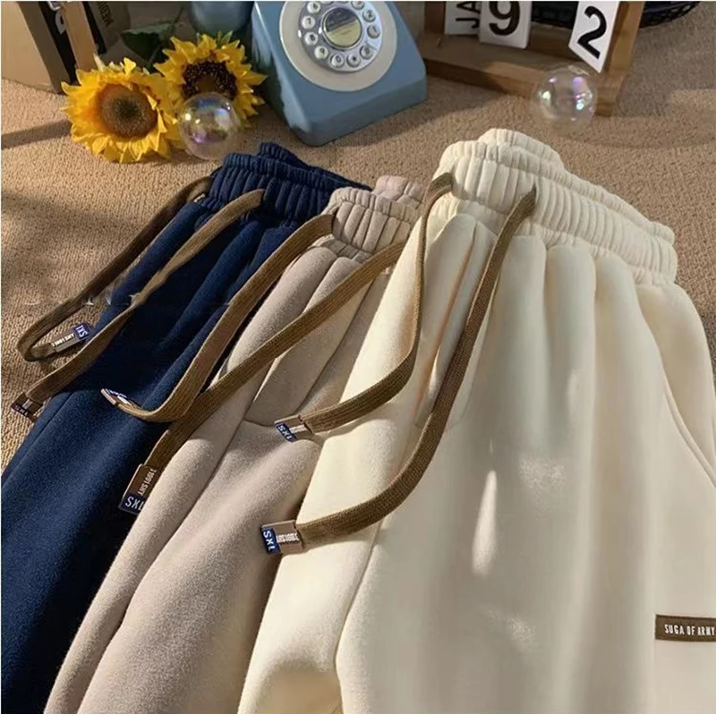 Fleece Sweatpants Women Winter Warm Casual Harem Pants Korean Fashion All Match Loose Thick Warm Trousers Female Autumn New