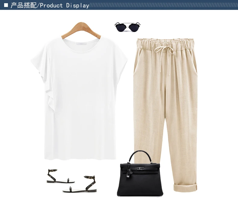 Summer Harem Pants Women High Waist Loose Straight Nine Pants Womens Casual Trousers OL Pants Women Slacks