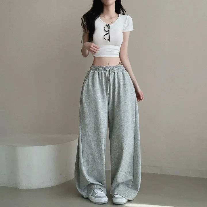 Y2k Drawstring Printing Sweatpants Women Bf Hip Hop Women Fashion Streetwear Sports Trousers Loose Casual Wide Leg Pants