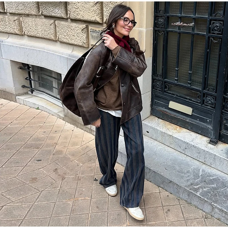 Fashion Women's Green Plaid Pant Loose Pleated High Waist Pockets Wide Leg Pants 2026 Autumn Lady Casual All-match Trousers New