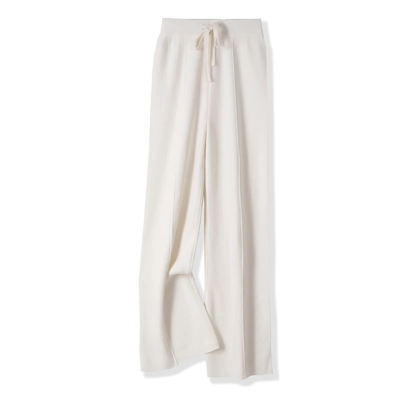 ANGEL 100% Merino Wool Women's Mid Seam Pants Autumn Winter Casual Soft Warm Cashmere Knitted Trousers New Fashion Cosy Pants