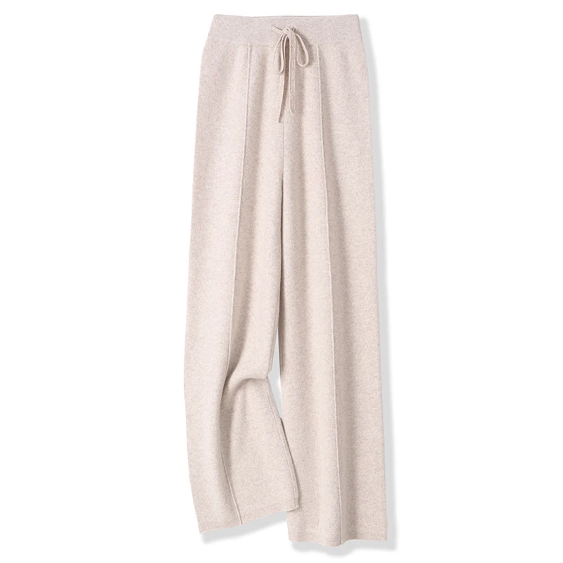 ANGEL 100% Merino Wool Women's Mid Seam Pants Autumn Winter Casual Soft Warm Cashmere Knitted Trousers New Fashion Cosy Pants