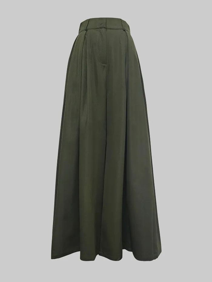 UOOZEE Women Fashion Solid Color High Waisted Wide Leg Pants 2025 New Spring Summer Loose Casual Simple Oversized Trousers