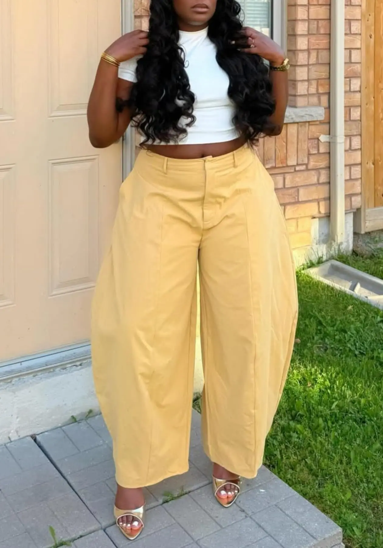 Women High Waist Barrel Wide Leg Pants Front Seam Straight Curved Baggy Trousers Casual Oversized Loose Balloon Pants Bottoms