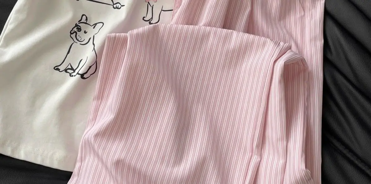 5XL Korean Striped Pockets Full Length Pants Women Spring Summer Thin High Waist Drawstring Loose Casual Straight Trousers