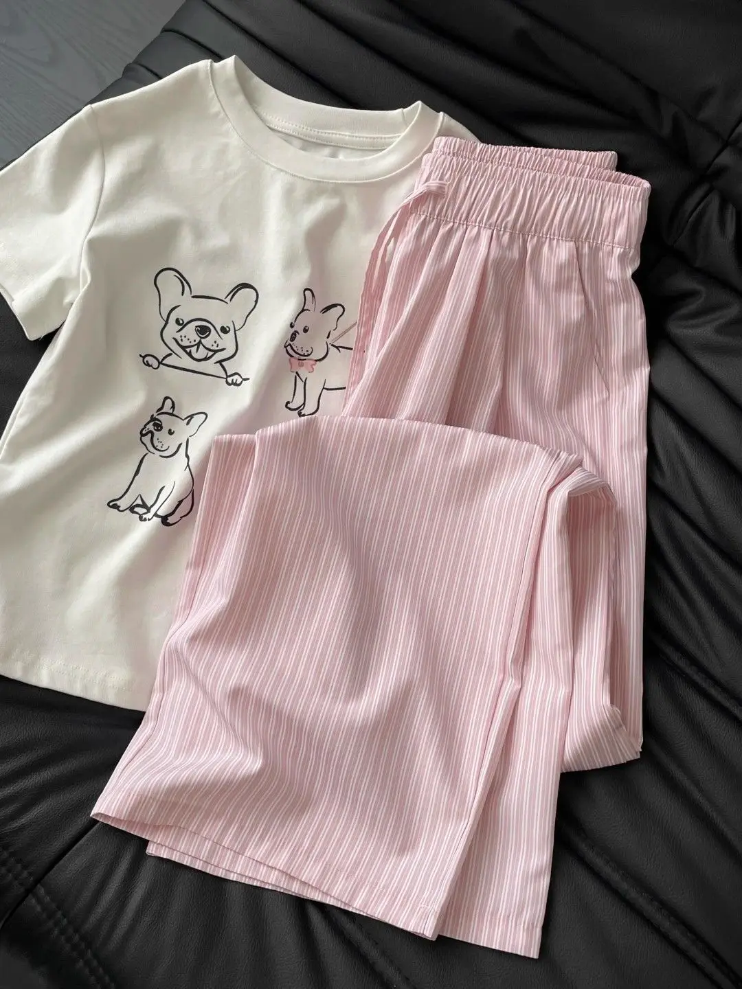 5XL Korean Striped Pockets Full Length Pants Women Spring Summer Thin High Waist Drawstring Loose Casual Straight Trousers