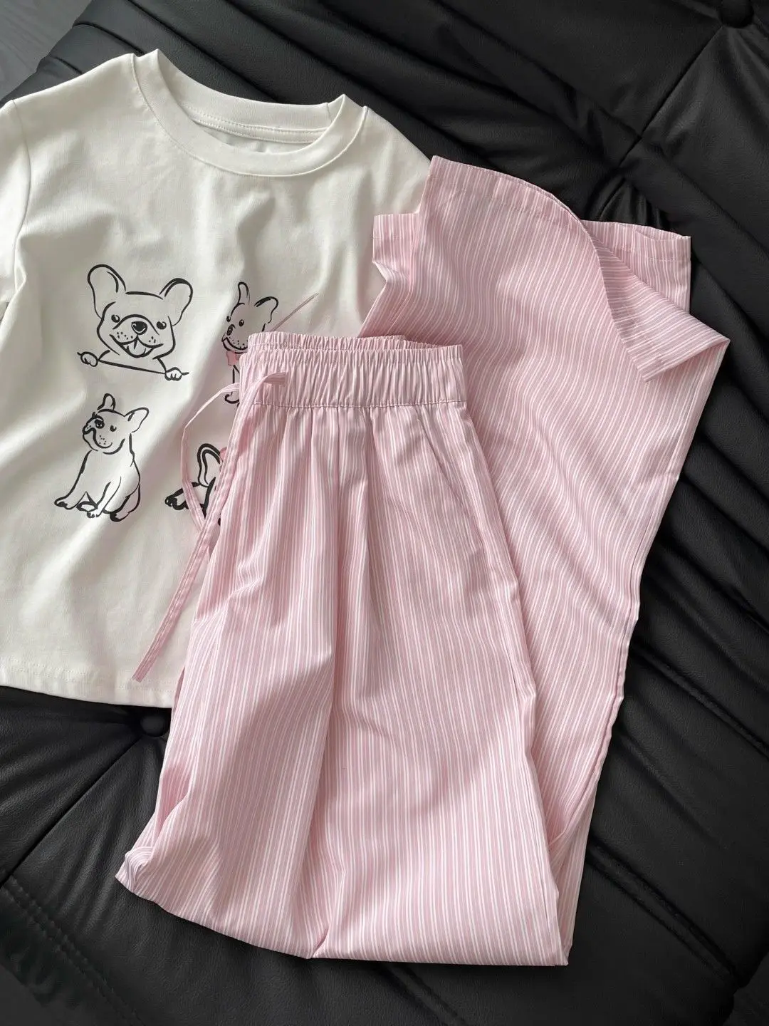 5XL Korean Striped Pockets Full Length Pants Women Spring Summer Thin High Waist Drawstring Loose Casual Straight Trousers