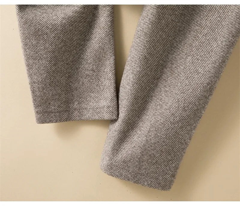 Women's Herringbone Woolen Trousers Autumn Winter Fleece Thicken Straight Harem Pants Suit Pants Female Warm Casual Pants 2025