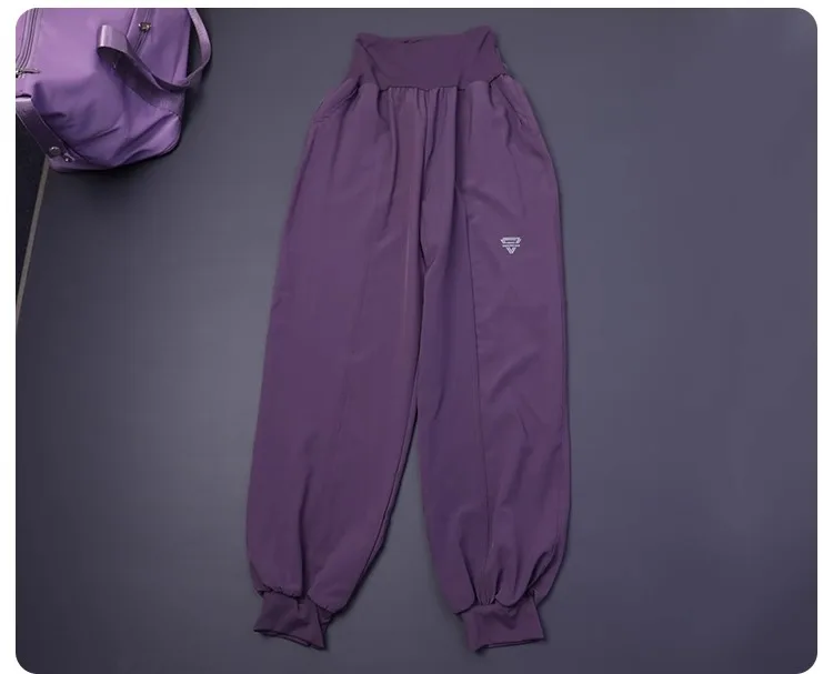 Women's High-Waisted Pocket Fitness Yoga Pants Loose Cuffed Ankle Workout Running Training Sports Sweatpants Quick-Dry Harem Pan