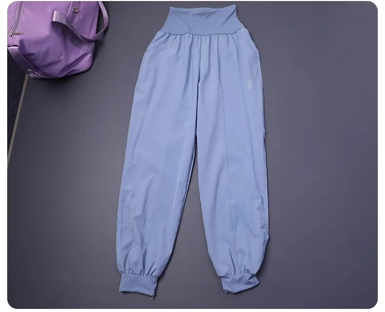 Women's High-Waisted Pocket Fitness Yoga Pants Loose Cuffed Ankle Workout Running Training Sports Sweatpants Quick-Dry Harem Pan