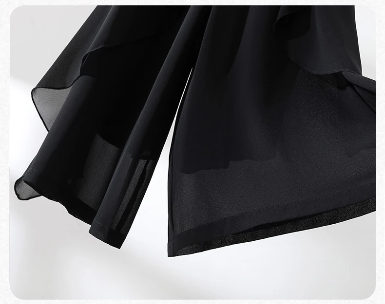 ZUZK Summer Ruffles Chiffion Pants Elastic Waist White Pants Women Fashion Lady Dance Pants baggy pants Wide Leg Pants