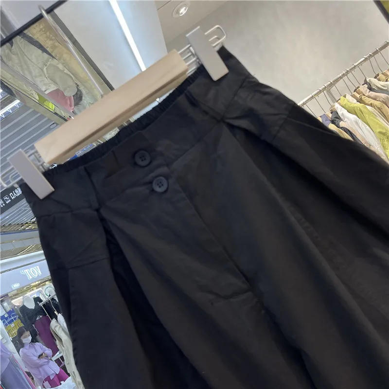 Limiguyue Street Wear Loose Cotton Harem Pants Women Spring Summer Trousers Elastic Wiast Ankle-Length Pants Two Button E392