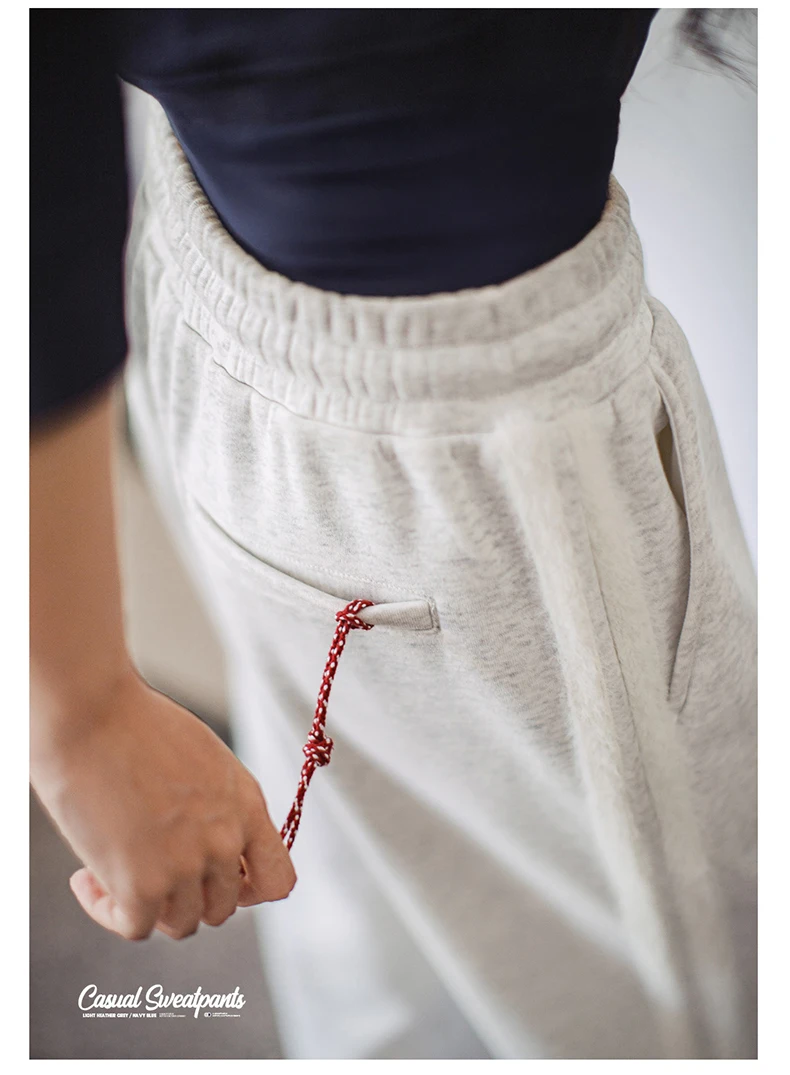 Maden Casual Loose Fleece-lined Sweatpants with Double-bar Striped Design Trousers for Women's Autumn and Winter Sports Pants