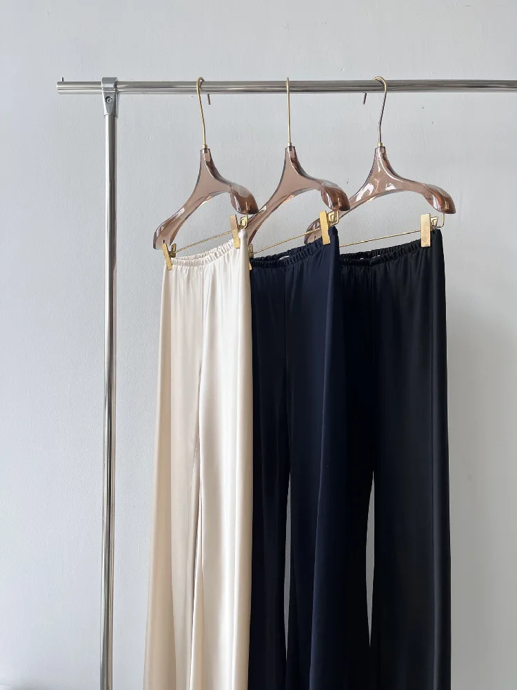Spring and Summer New Basic Acetate Fabric Mercerization Minimalist Loose Casual Women's Wide Leg Pants