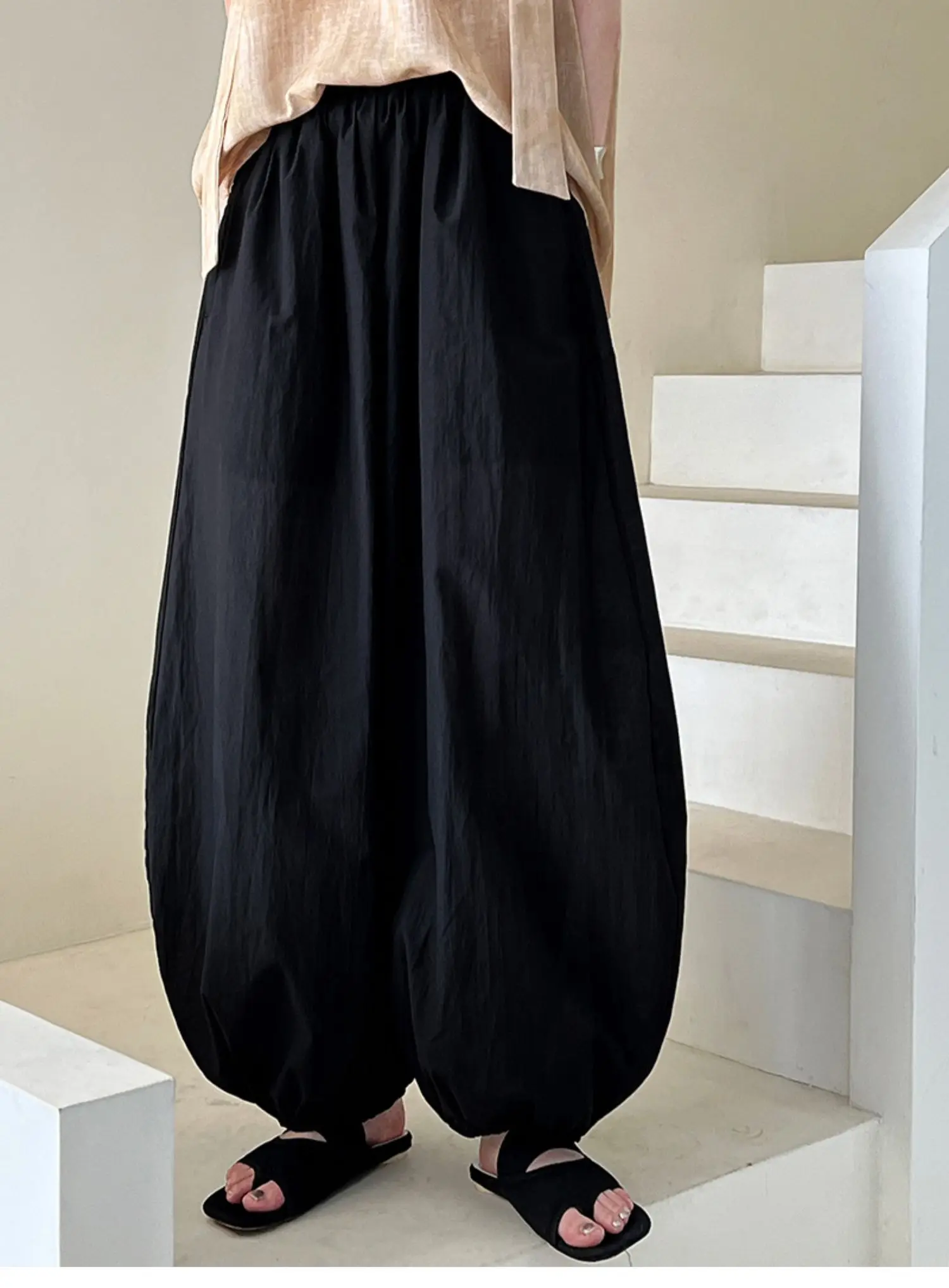 Oversized Bloomers 2026 New Summer Designer Elegant Fashion Women Lantern Pants Casual Loose Breathable Cotton Wide Leg Pants