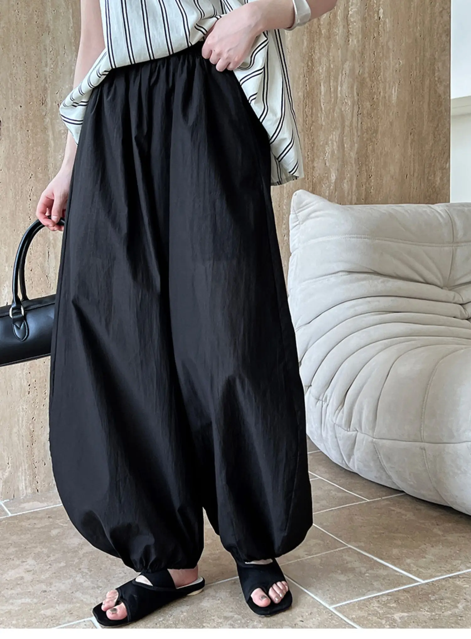 Oversized Bloomers 2026 New Summer Designer Elegant Fashion Women Lantern Pants Casual Loose Breathable Cotton Wide Leg Pants