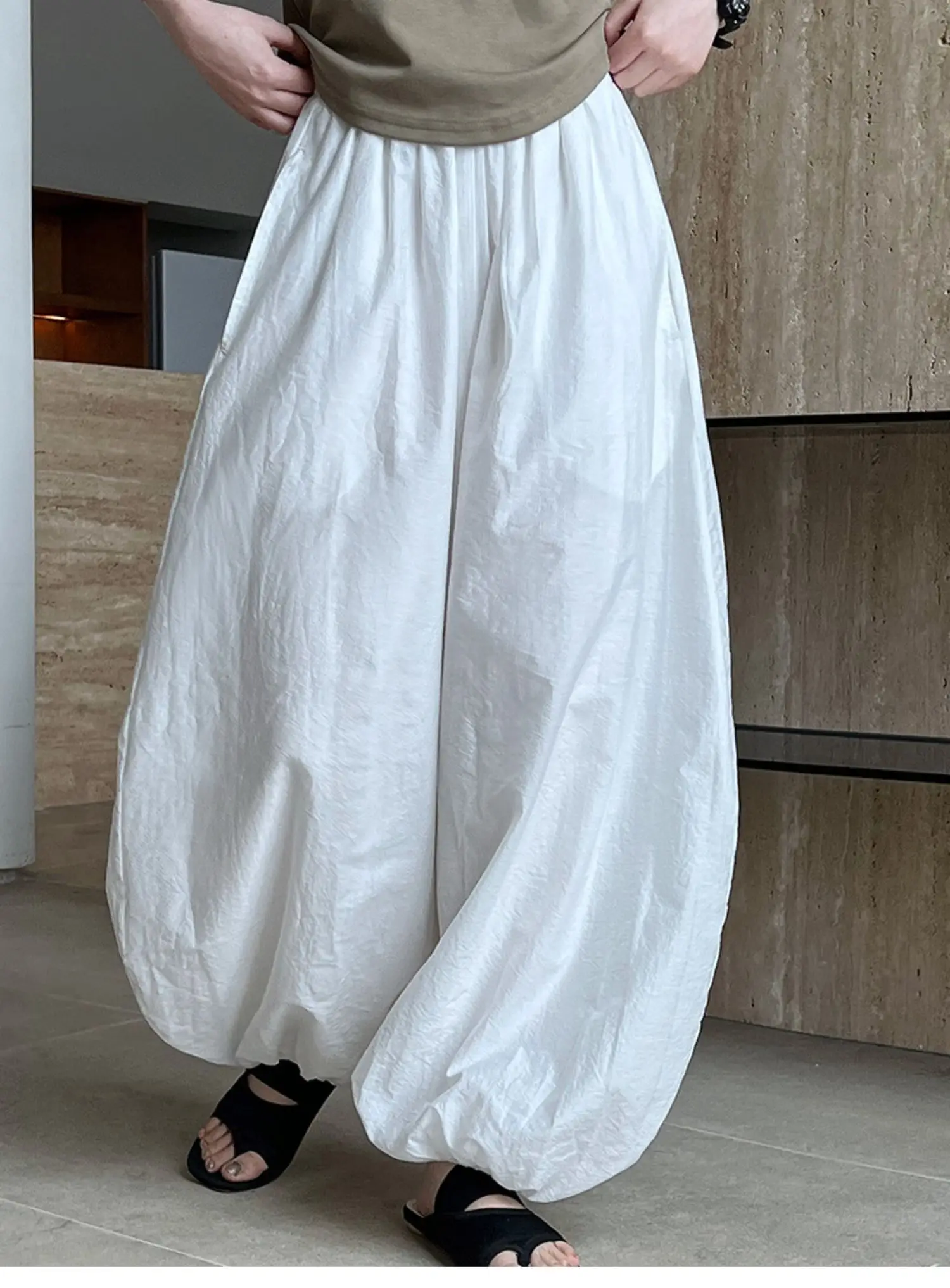 Oversized Bloomers 2026 New Summer Designer Elegant Fashion Women Lantern Pants Casual Loose Breathable Cotton Wide Leg Pants