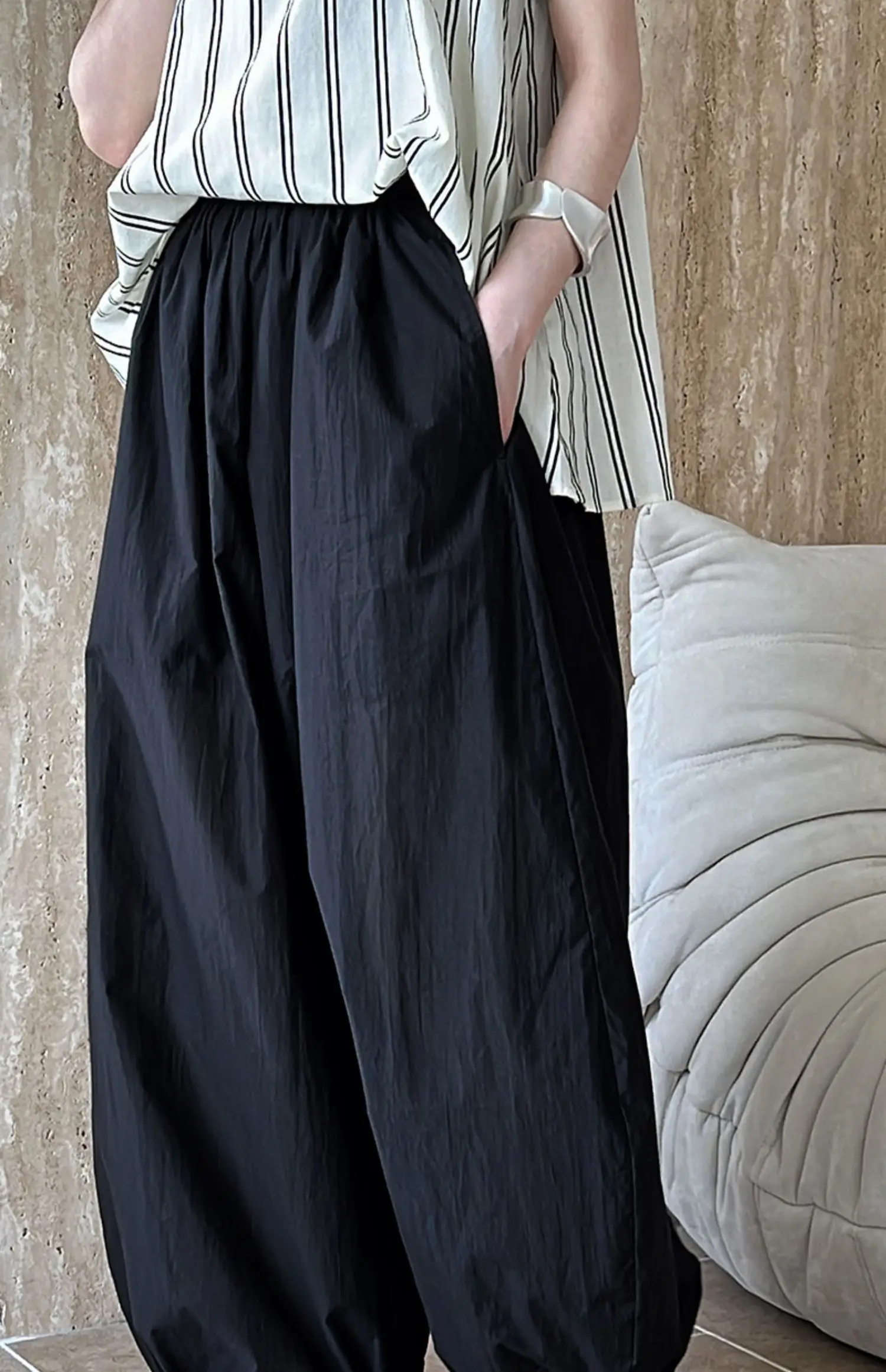 Oversized Bloomers 2026 New Summer Designer Elegant Fashion Women Lantern Pants Casual Loose Breathable Cotton Wide Leg Pants