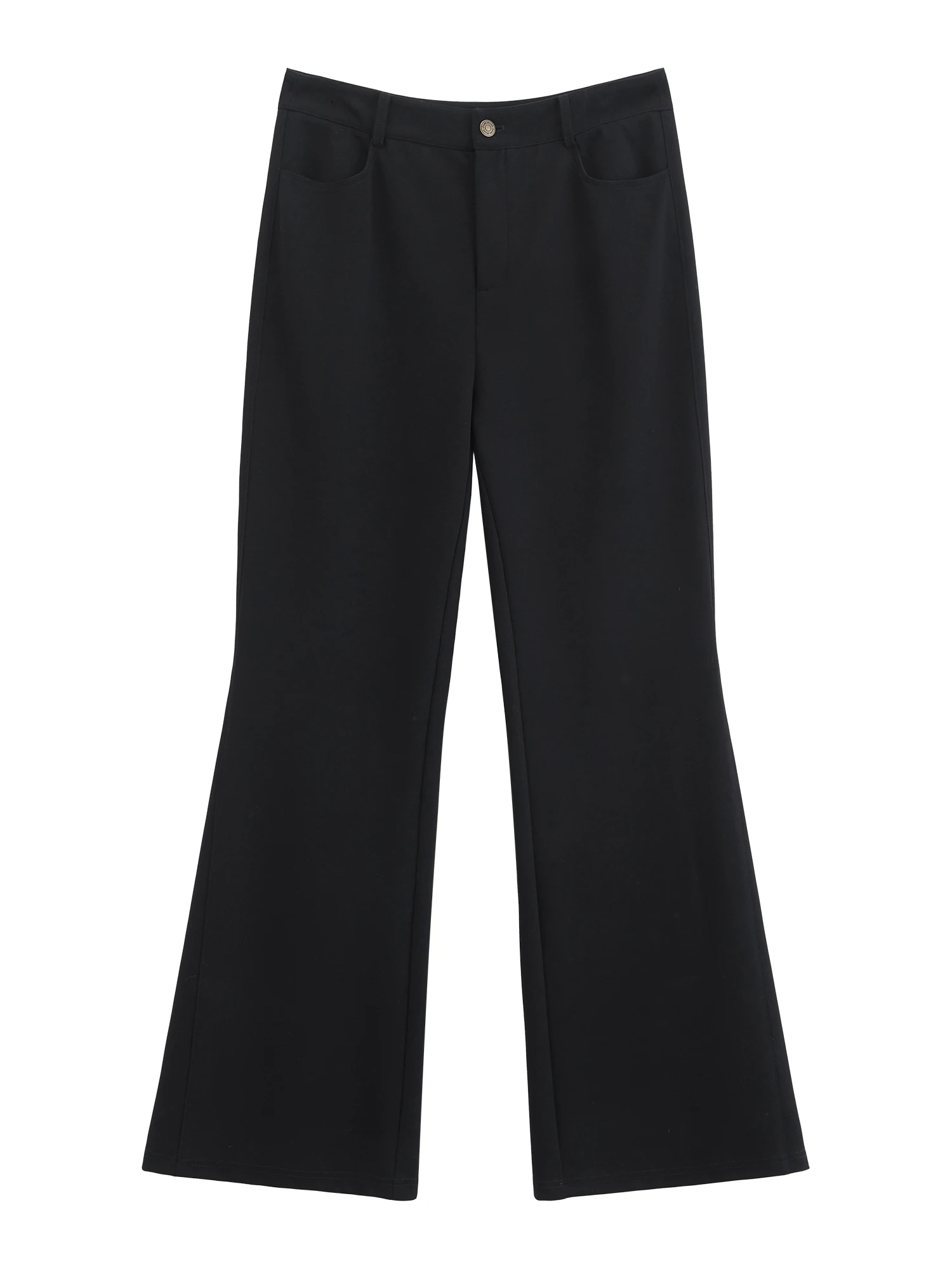 ZIQIAO Petite Women's Modern Black High-Waisted Flared Tros 2026 Spring New Arrival: Floor-Length Slightly Flared Casual Pants