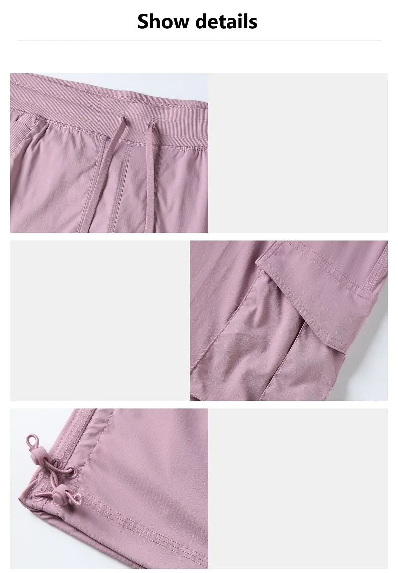 Women's Outdoor Sports Pants Lightweight Quick-Dry Workout Pants with Multiple Pockets Wide-Leg Cargo Casual Pants