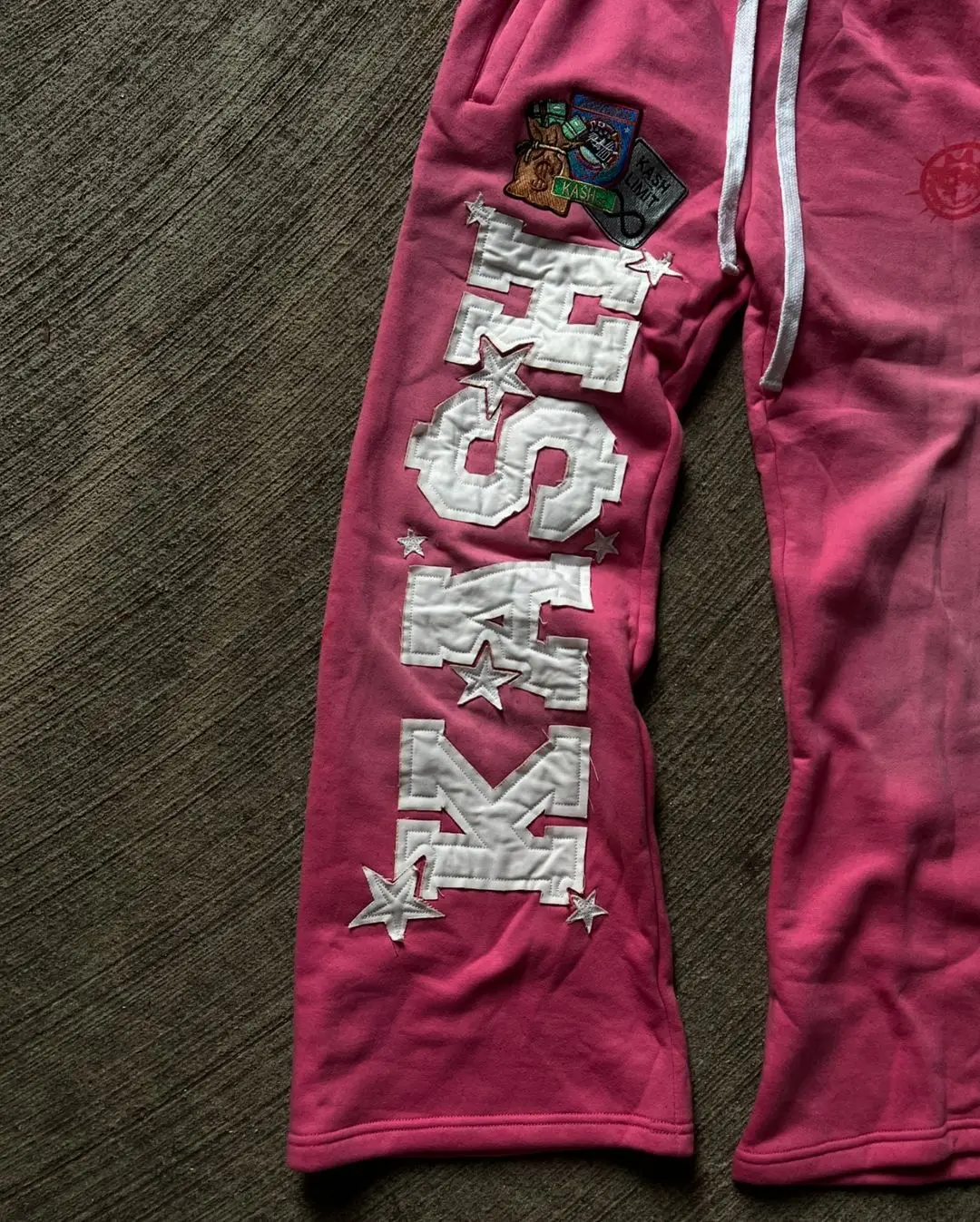 Streetwear American Flag Graphic Joggers Women Men Gray Oversized Wide Leg Sweatpants Patriotic Print Distressed Wash Y2K Style