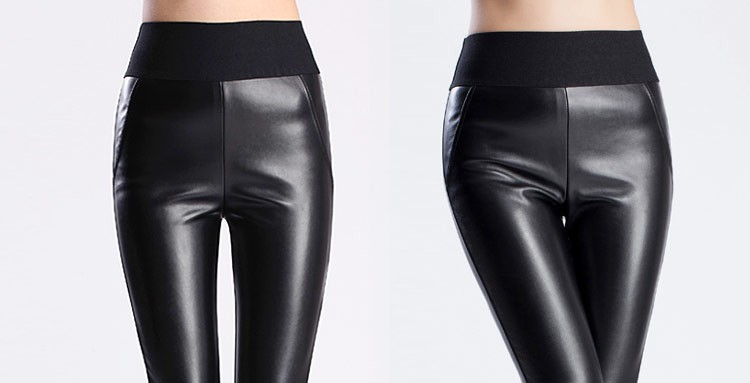 2022 Winter clothes S-XXXXL Women Stretch PU Leather Pants Black Warm velvet Trousers Ladies Female Pencil Pants Femme capris