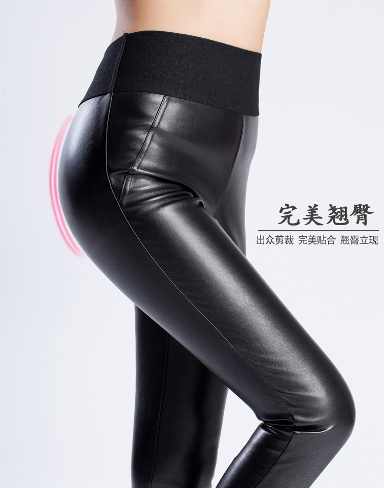 2022 Winter clothes S-XXXXL Women Stretch PU Leather Pants Black Warm velvet Trousers Ladies Female Pencil Pants Femme capris