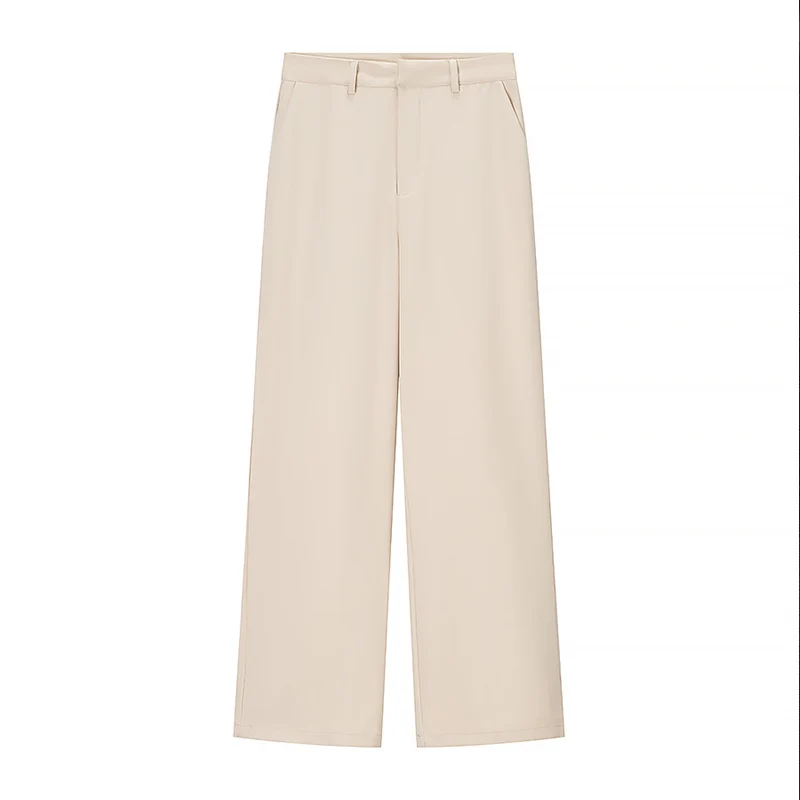 Willshela Women Fashion Solid Front Zipper Straight Pants Vintage High Waist Full Length Female Chic Lady Trousers