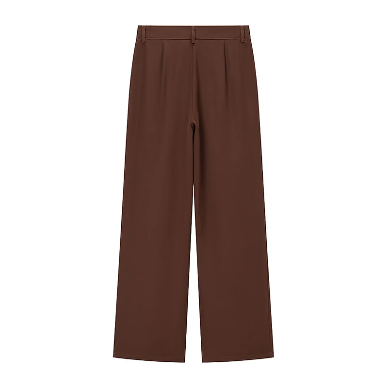 Willshela Women Fashion Solid Front Zipper Straight Pants Vintage High Waist Full Length Female Chic Lady Trousers