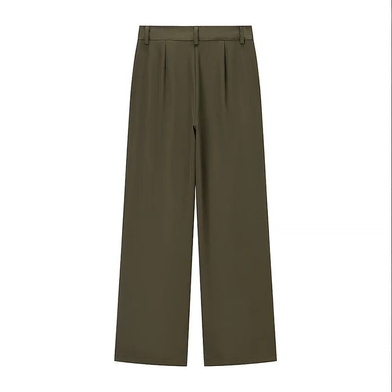 Willshela Women Fashion Solid Front Zipper Straight Pants Vintage High Waist Full Length Female Chic Lady Trousers
