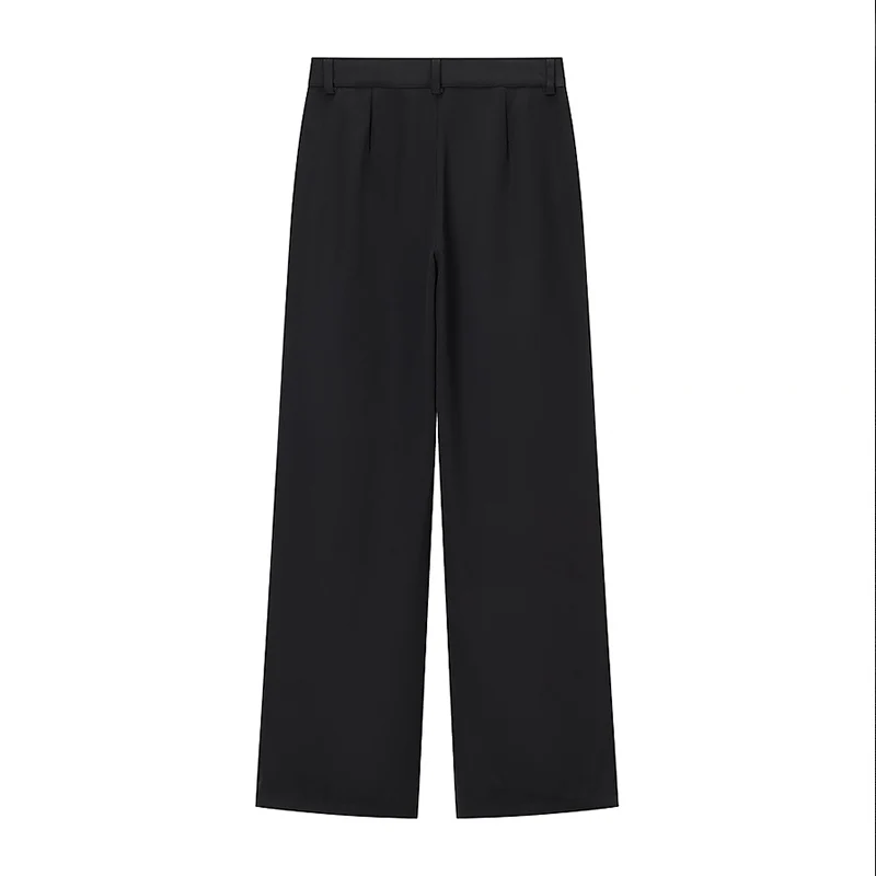 Willshela Women Fashion Solid Front Zipper Straight Pants Vintage High Waist Full Length Female Chic Lady Trousers