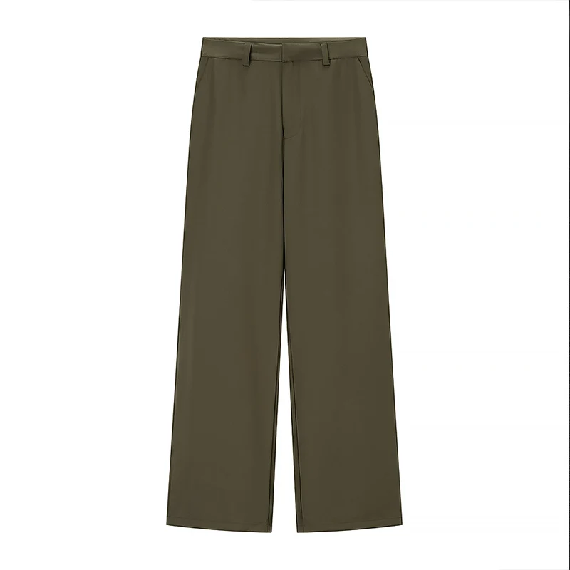 Willshela Women Fashion Solid Front Zipper Straight Pants Vintage High Waist Full Length Female Chic Lady Trousers
