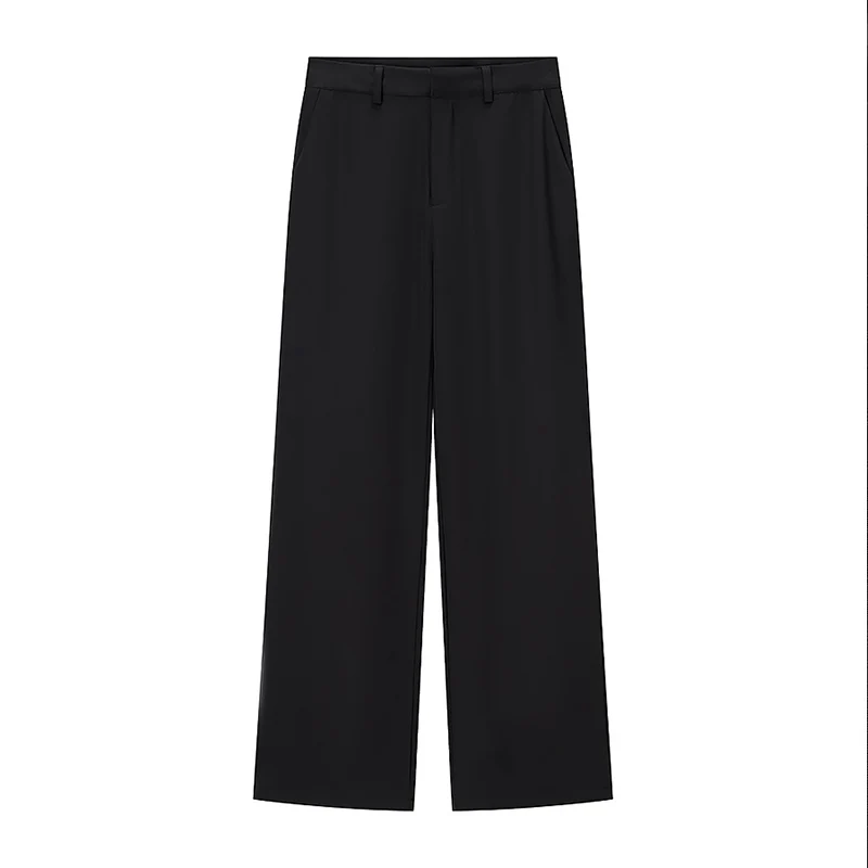 Willshela Women Fashion Solid Front Zipper Straight Pants Vintage High Waist Full Length Female Chic Lady Trousers