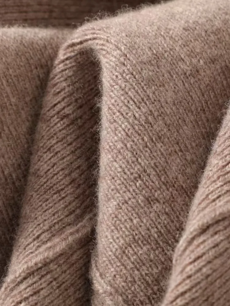 Autumn Winter Women 100% Merino Wool Wide Leg Pants Female Elastic Waist Pants New Casual Soft Warm Knit Fashion Trousers
