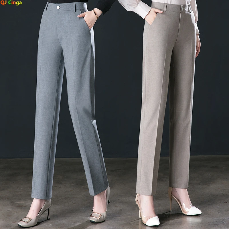 2026 New Women's Suit Pants, Black Gray Khaki Pantalones Spring Female Slim Trousers, Asian Size 26 27 28 29 30 31 32 33