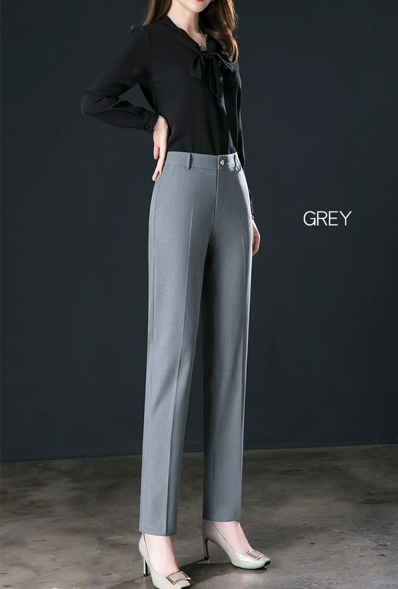 2026 New Women's Suit Pants, Black Gray Khaki Pantalones Spring Female Slim Trousers, Asian Size 26 27 28 29 30 31 32 33