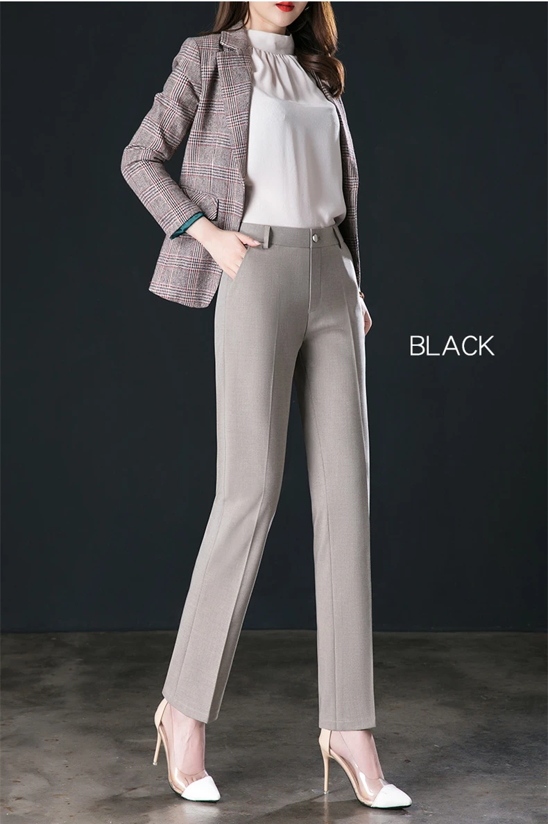 2026 New Women's Suit Pants, Black Gray Khaki Pantalones Spring Female Slim Trousers, Asian Size 26 27 28 29 30 31 32 33