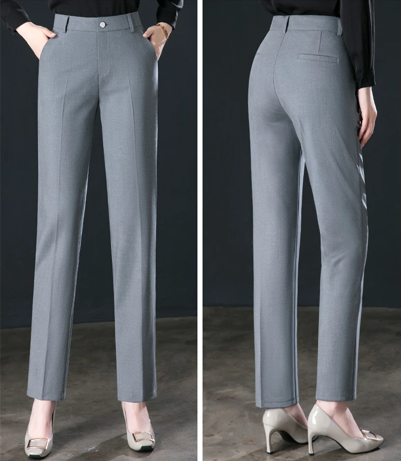 2026 New Women's Suit Pants, Black Gray Khaki Pantalones Spring Female Slim Trousers, Asian Size 26 27 28 29 30 31 32 33