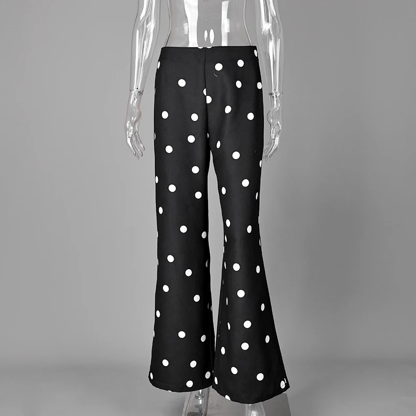 Linad Casual Polka Dot Loose Long Pants Women 2026 Street Chic High Waist Zipper Wide Leg Pants Spring Vintage Trousers Female