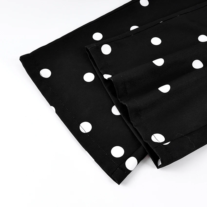 Linad Casual Polka Dot Loose Long Pants Women 2026 Street Chic High Waist Zipper Wide Leg Pants Spring Vintage Trousers Female