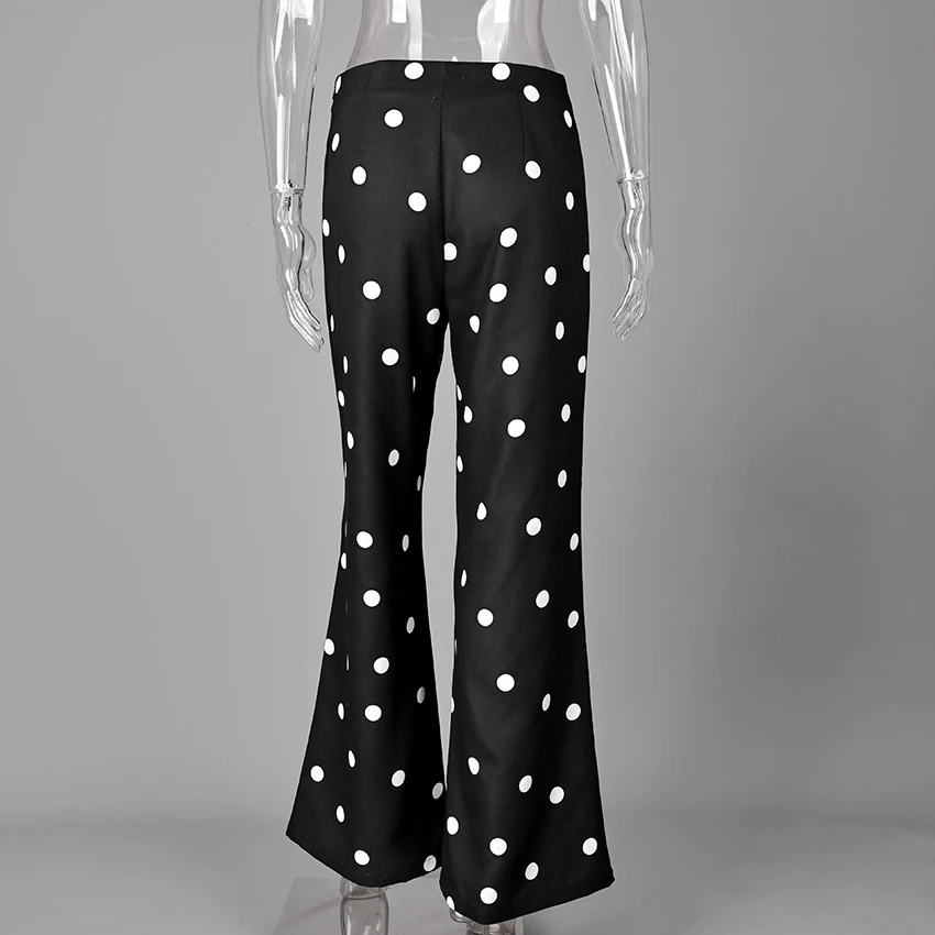 Linad Casual Polka Dot Loose Long Pants Women 2026 Street Chic High Waist Zipper Wide Leg Pants Spring Vintage Trousers Female