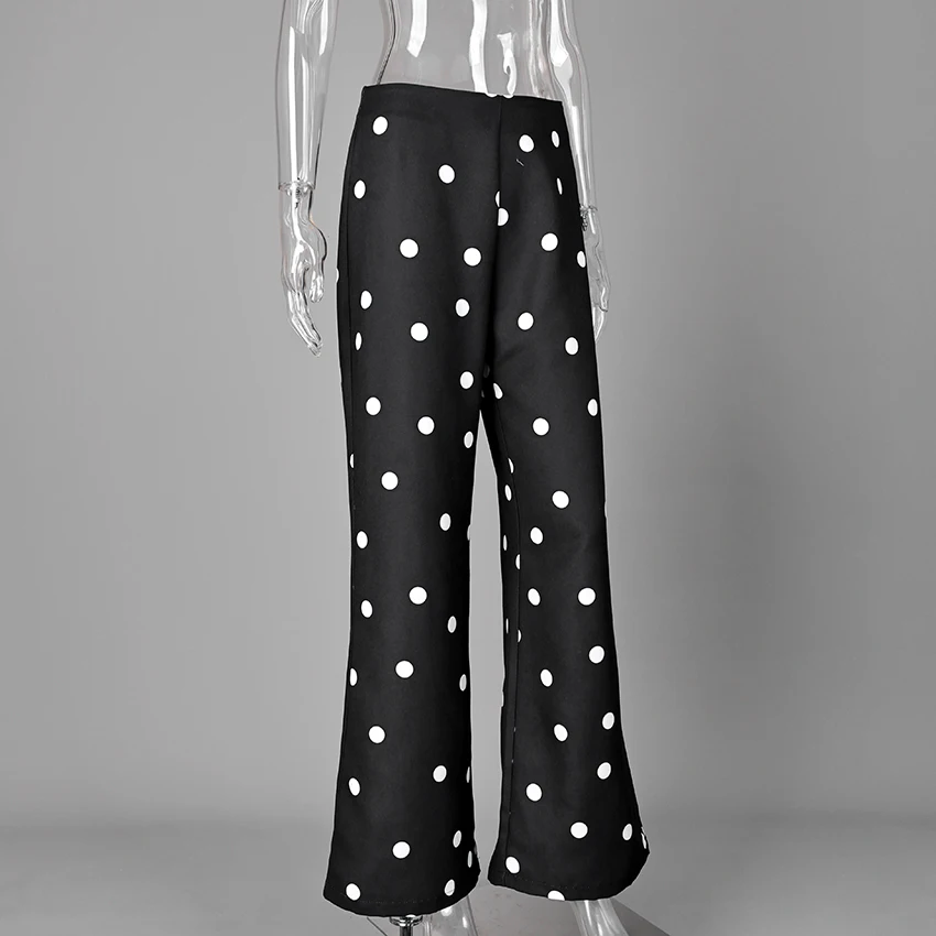 Linad Casual Polka Dot Loose Long Pants Women 2026 Street Chic High Waist Zipper Wide Leg Pants Spring Vintage Trousers Female