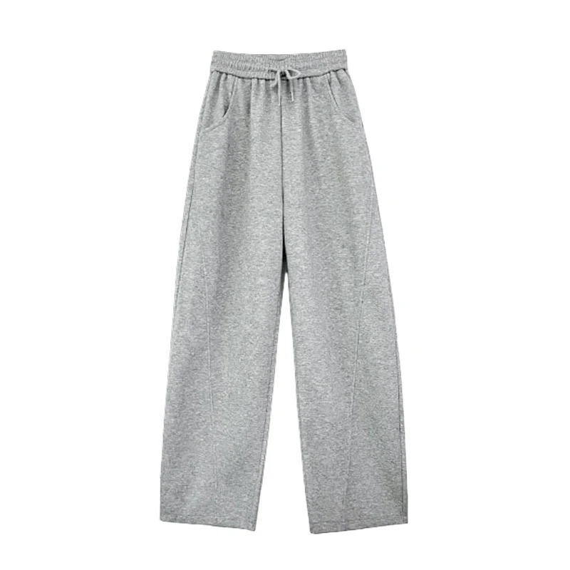 BIVIGAOS New American Style Sports Pants Women Autumn Winter High Waist Straight Wide Leg Pants Cotton Casual Gray Sweatpants