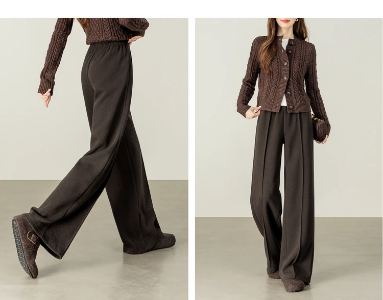 SENTUBILA Knit Sweat Pants for Women 2026 Autumn Winter Acetate Wool Silk Blend Trousers Casual Versatile Bottoms 154K80280